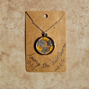 BLUE & YELLOW FORGET-ME-NOT FLOWER NECKLACE